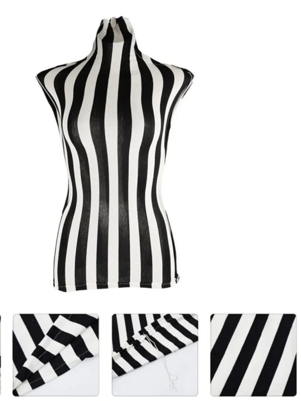 Black and White stripe Female Mannequin Cloth Cover - Picture 8 of 12